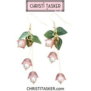 Delicate Glass & Pearl Lily Flower Earring